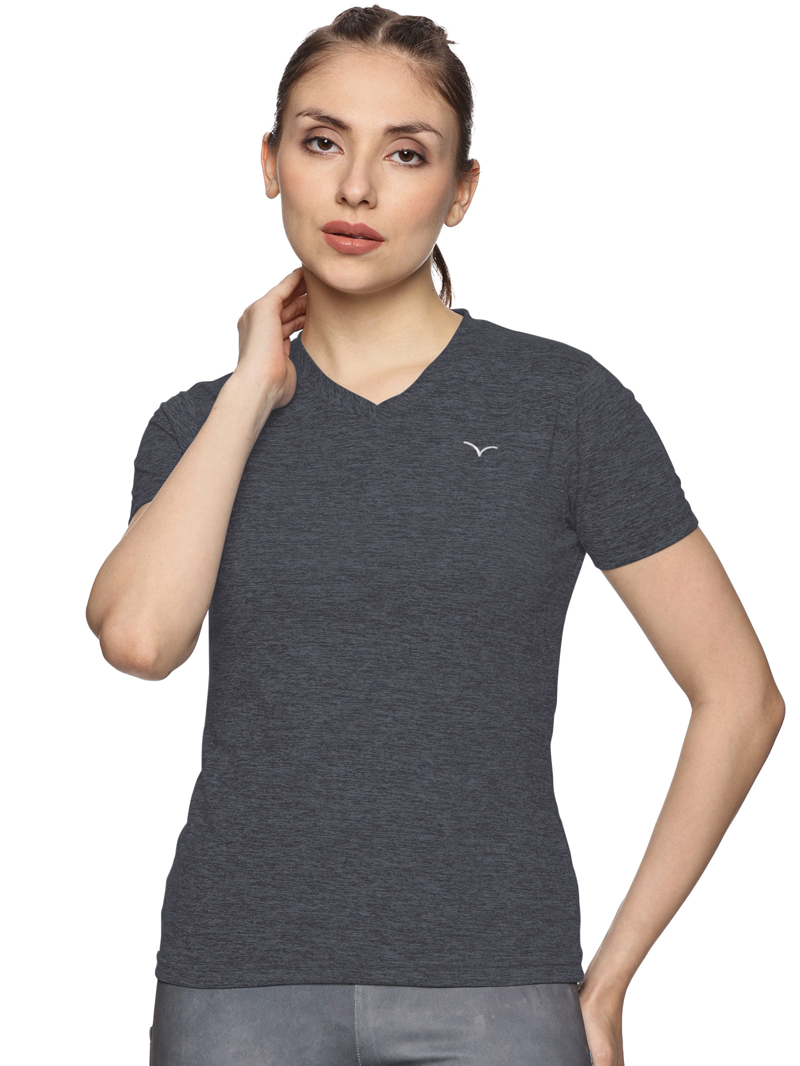 V Neck Tee(Black Melange)