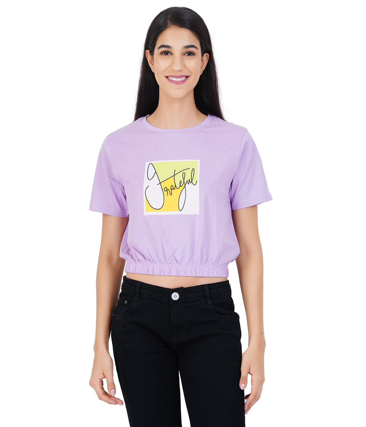 Cinched waist tee print Orchid Bloom