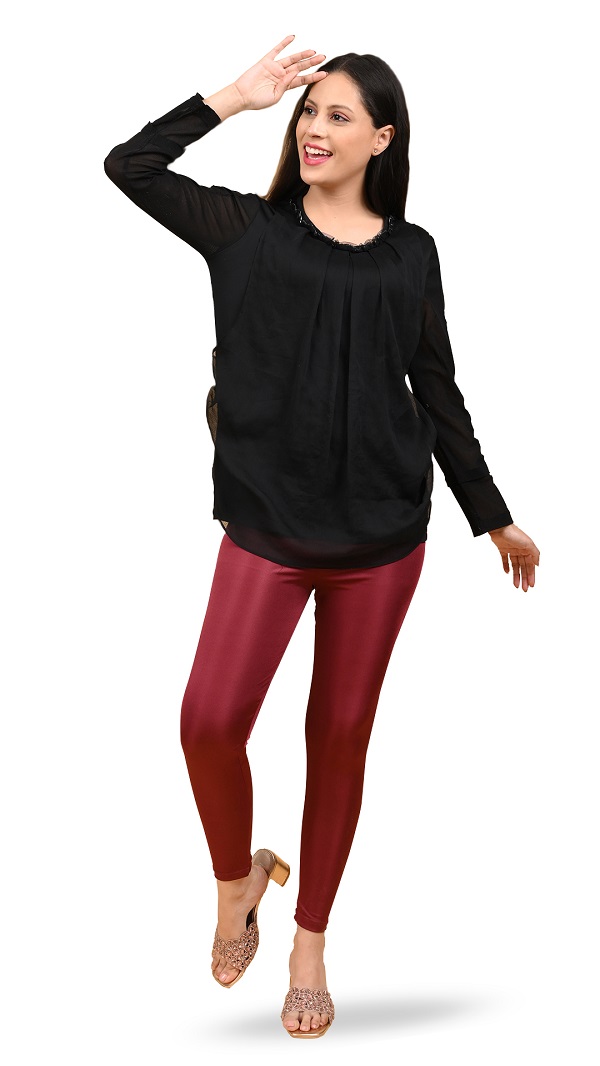 Maroon Shimmer Leggings (Maroon)
