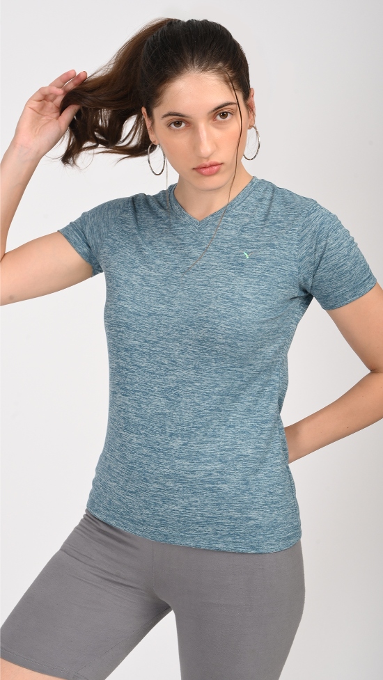 V Neck Tee (Blue Melange)